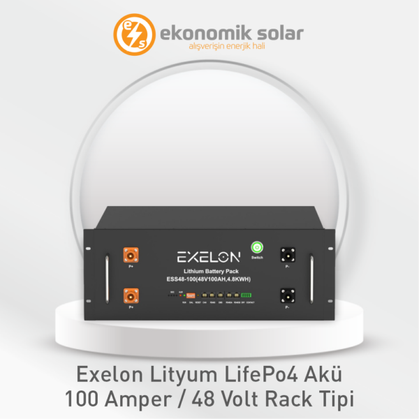 Exelon Lityum LifePo4 Akü – 100 Amper / 48 Volt Rack Tipi