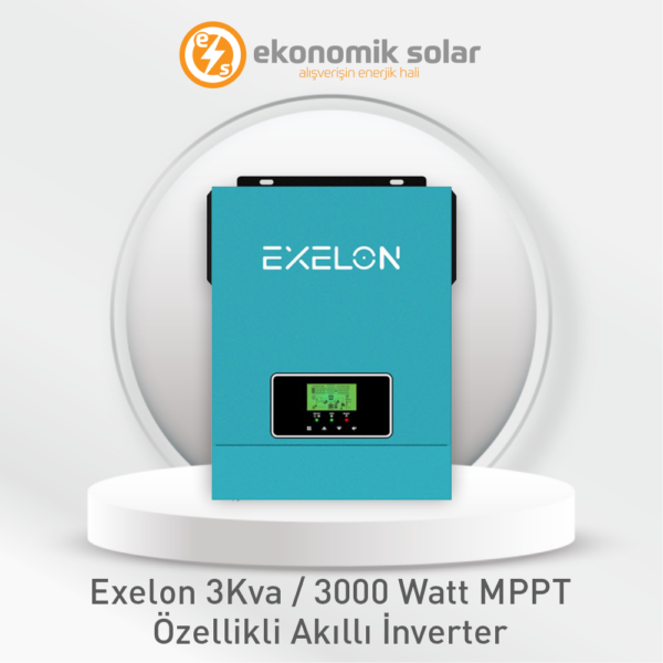 Exelon 3KVA / 3000 Watt MPPT Özellikli Akıllı Tam Sinüs İnverter