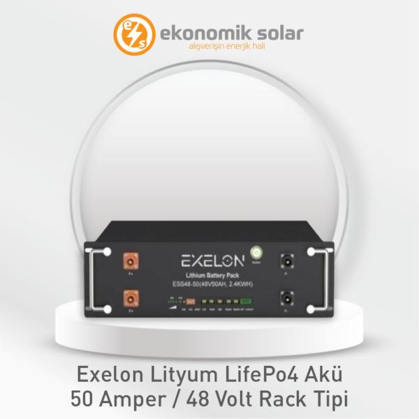 Exelon Lityum LifePo4 Akü – 50 Amper / 48 Volt Rack Tipi