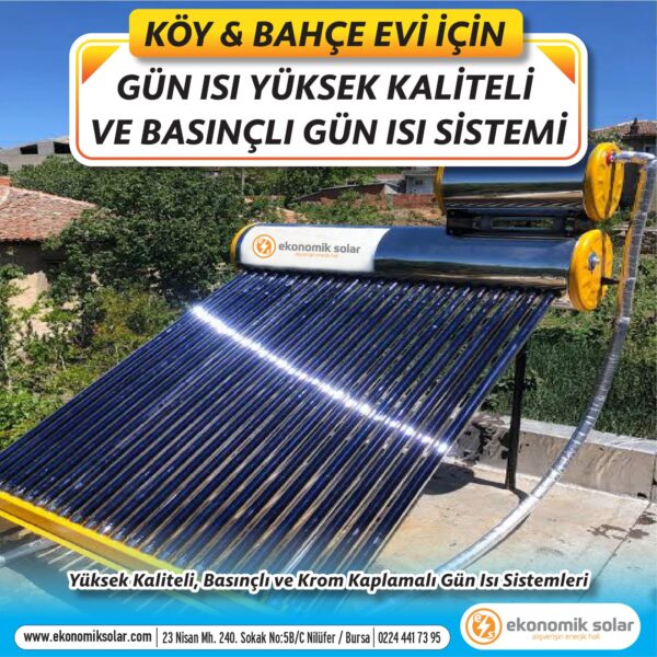 24 Tüplü Gün Isı Basınçlı ve Krom Sistem – Güneş Enerjisi Su Isıtma Sistemi